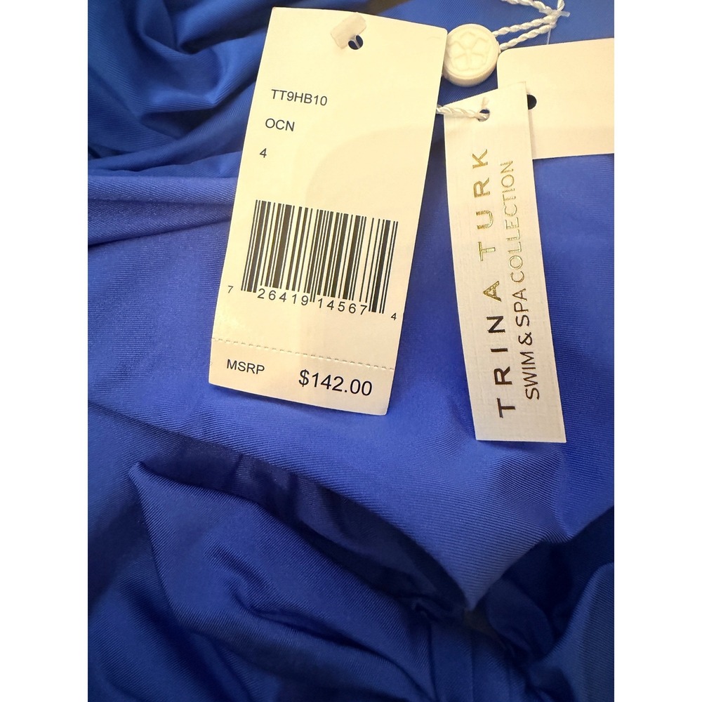 Trina Turk Ocean Blue Knot Front One Piece Swimsuit Size 4 NWT - Picture 3 of 5